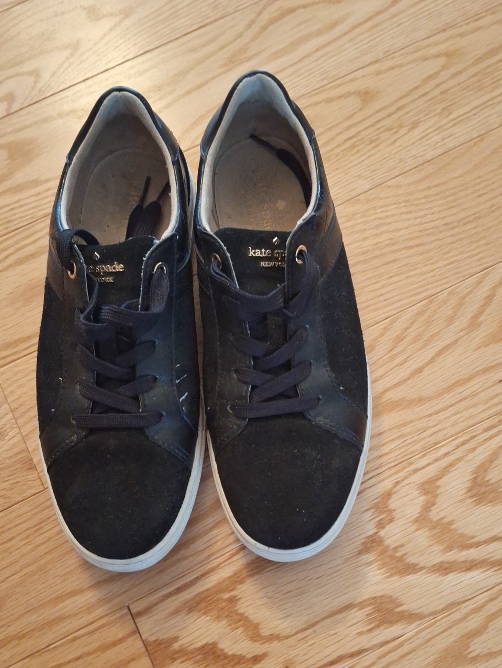 kate spade Womens Black Leather&Suede Low-Top Sneakers